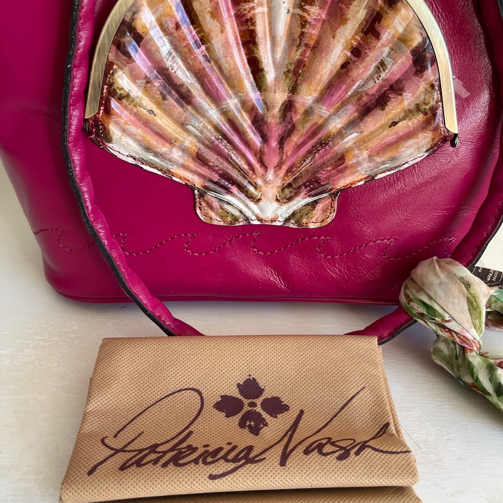 NEW Patricia Nash Zorita Fuchsia Seashell Scarf Satchel Bag - Picture 4 of 7